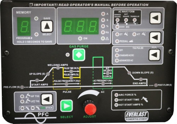 Аппарат инверторный PowerTig 210 EXT AC/DC 3EV210P Everlast